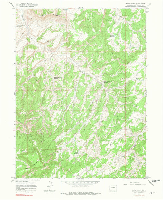 Classic USGS Banta Ridge Colorado 7.5'x7.5' Topo Map Image