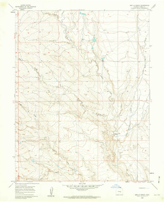 Classic USGS Bar J H Ranch Colorado 7.5'x7.5' Topo Map Image
