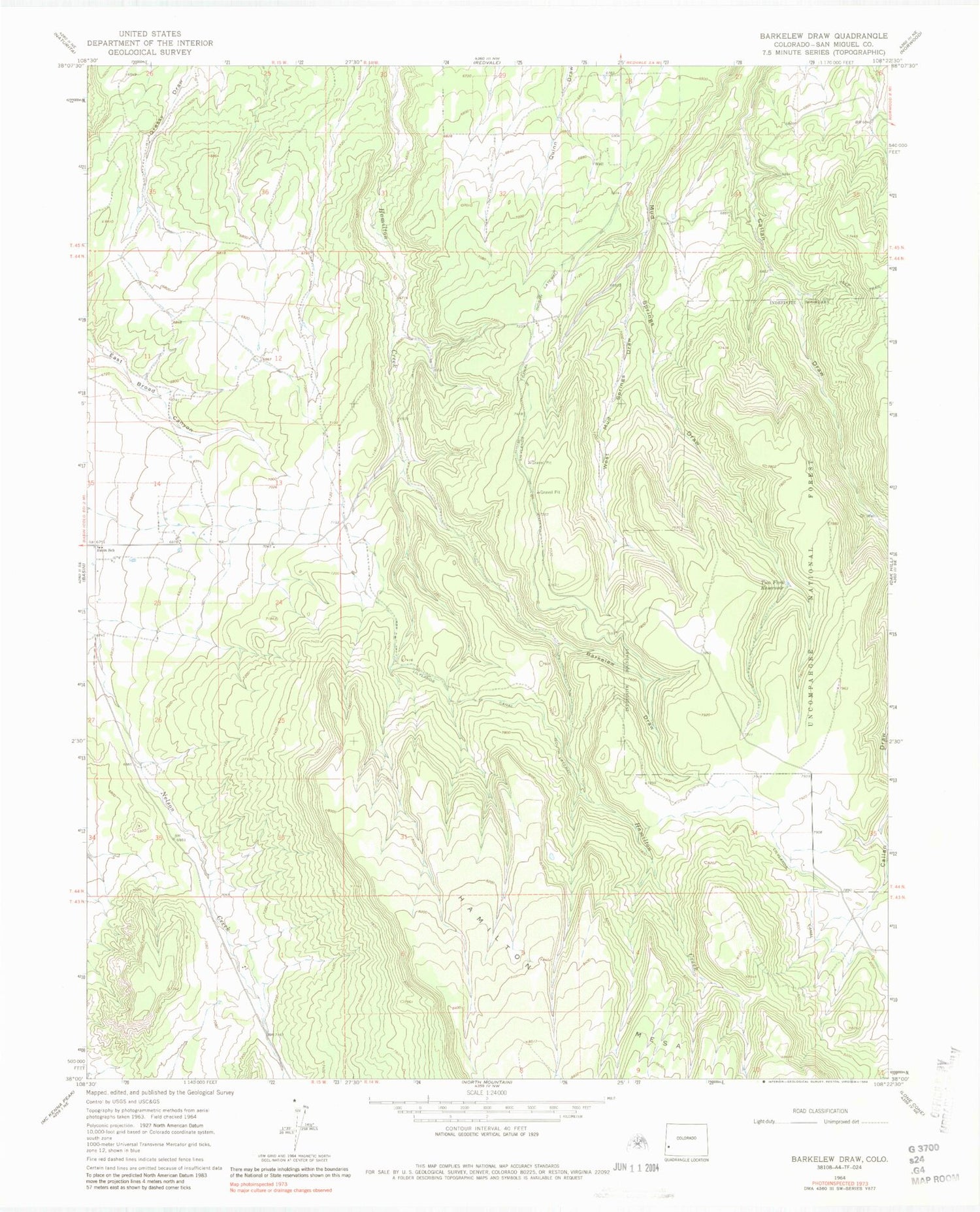 Classic USGS Barkelew Draw Colorado 7.5'x7.5' Topo Map Image