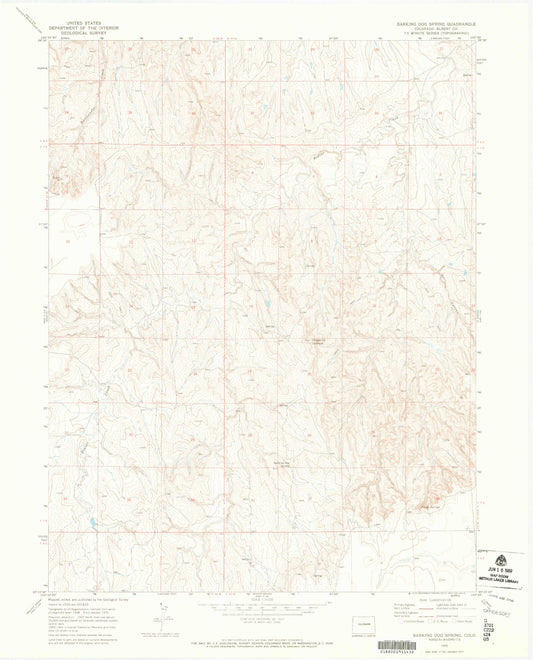 Classic USGS Barking Dog Spring Colorado 7.5'x7.5' Topo Map Image
