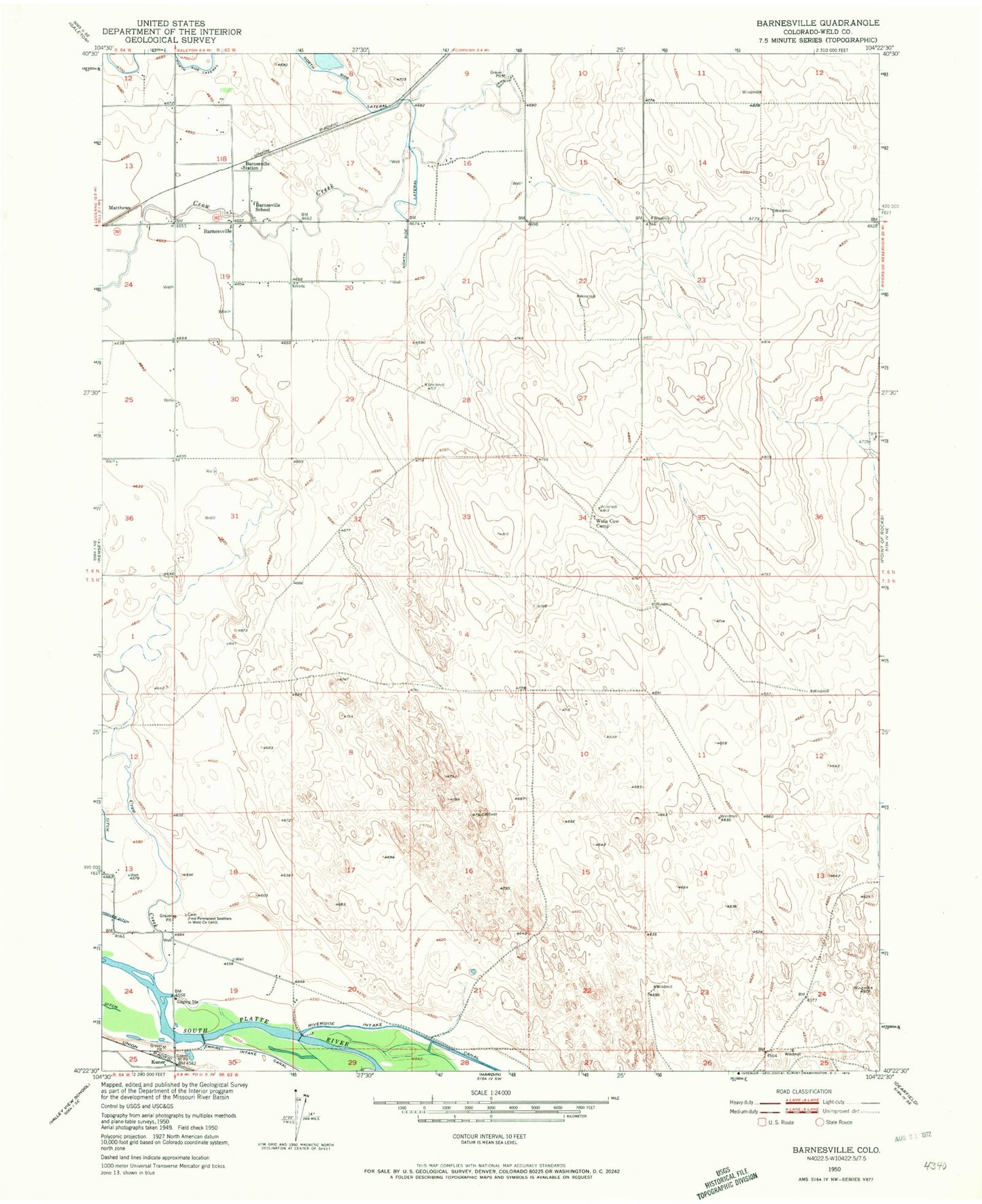 Classic USGS Barnesville Colorado 7.5'x7.5' Topo Map Image