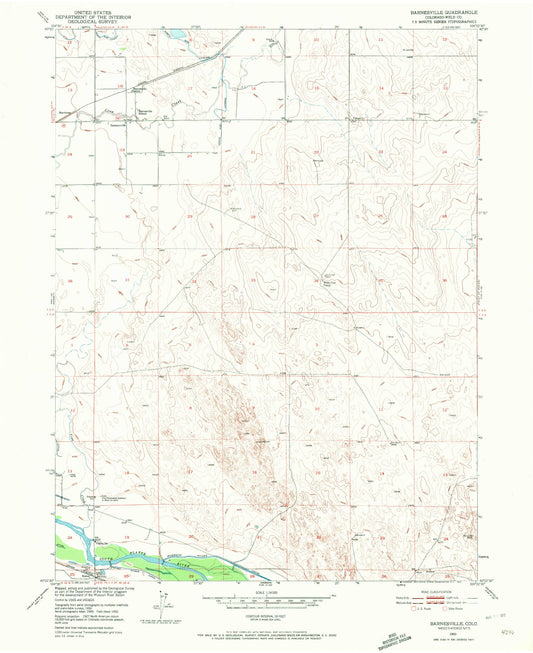 Classic USGS Barnesville Colorado 7.5'x7.5' Topo Map Image