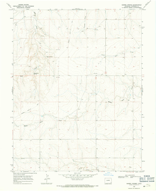 Classic USGS Barrel Spring Colorado 7.5'x7.5' Topo Map Image
