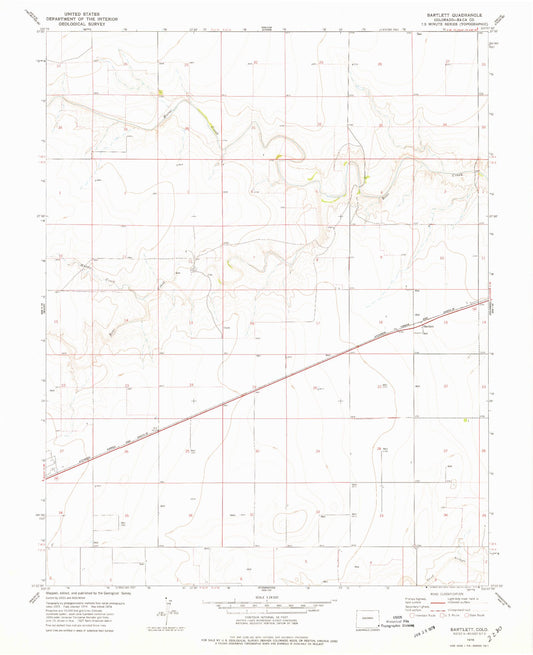 Classic USGS Bartlett Colorado 7.5'x7.5' Topo Map Image