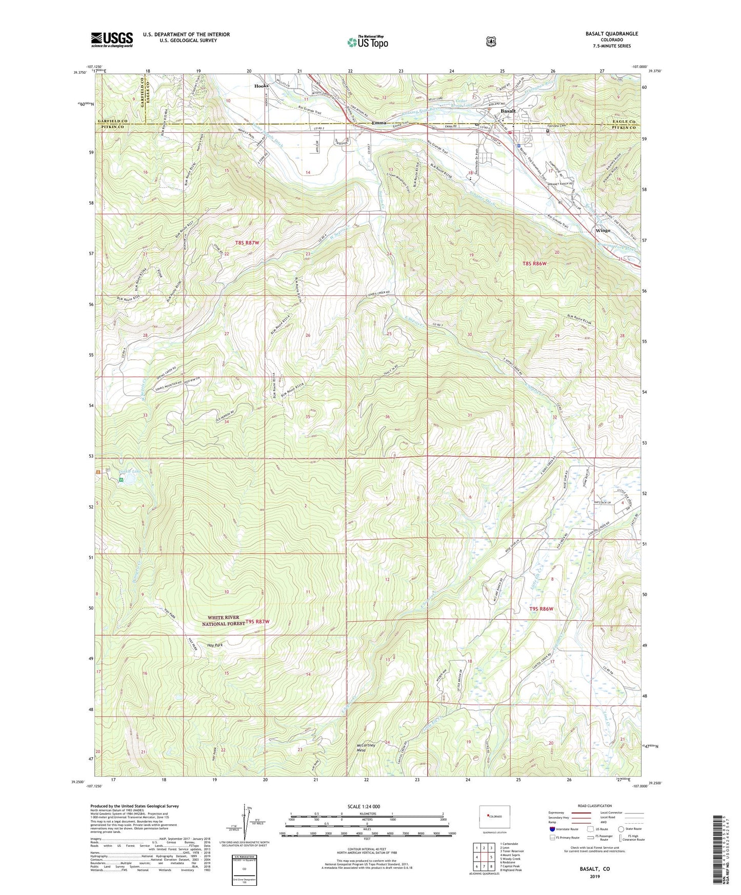 Basalt Colorado US Topo Map Image