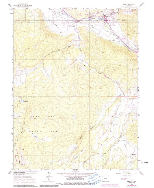Classic USGS Basalt Colorado 7.5'x7.5' Topo Map Image
