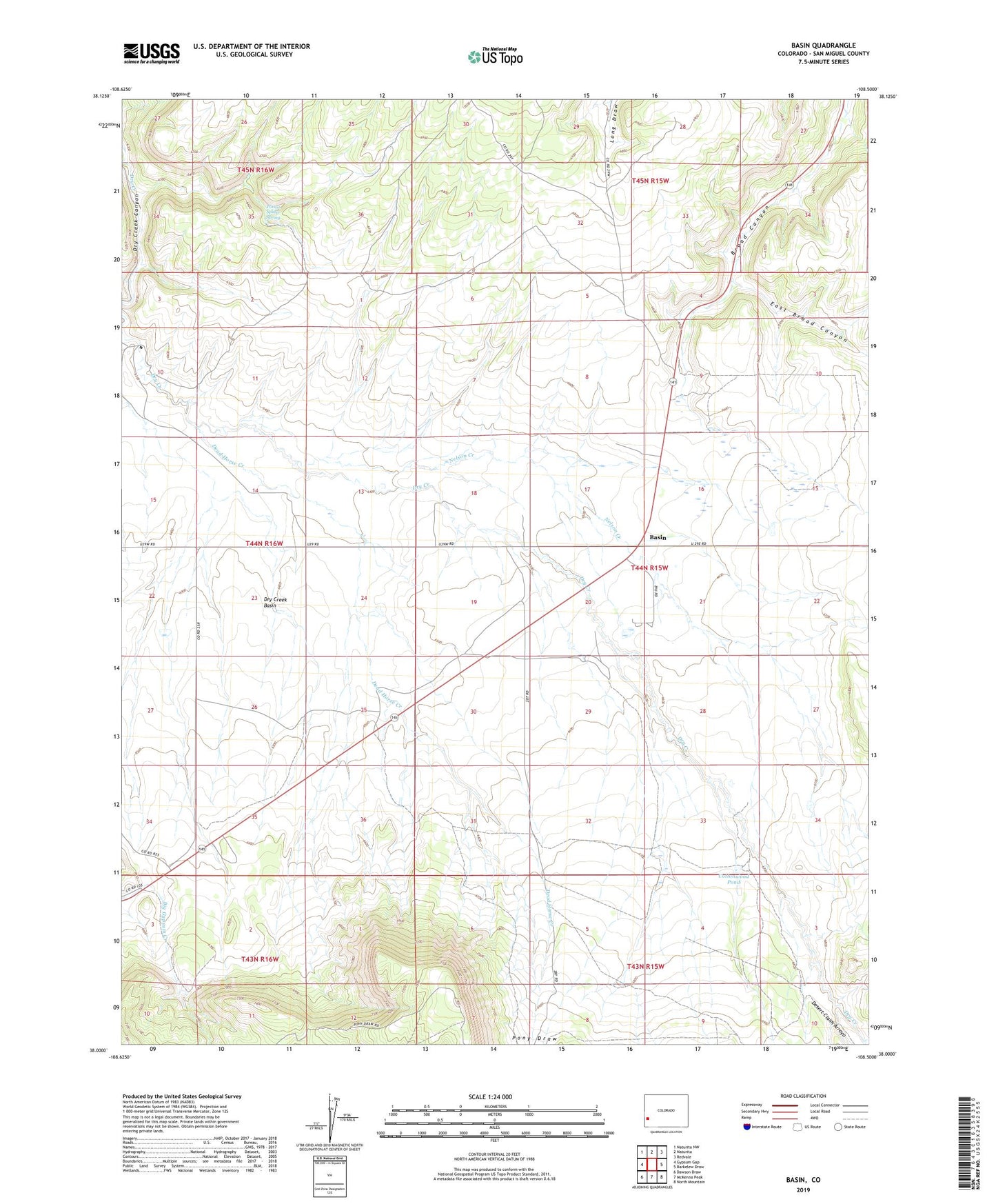 Basin Colorado US Topo Map Image