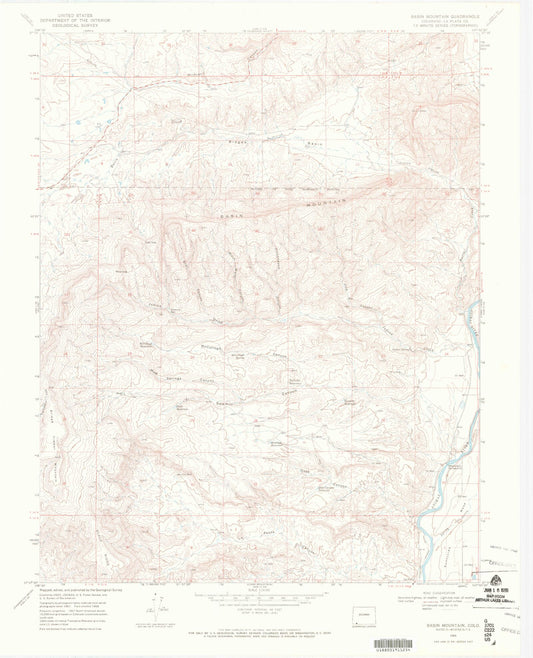 Classic USGS Basin Mountain Colorado 7.5'x7.5' Topo Map Image