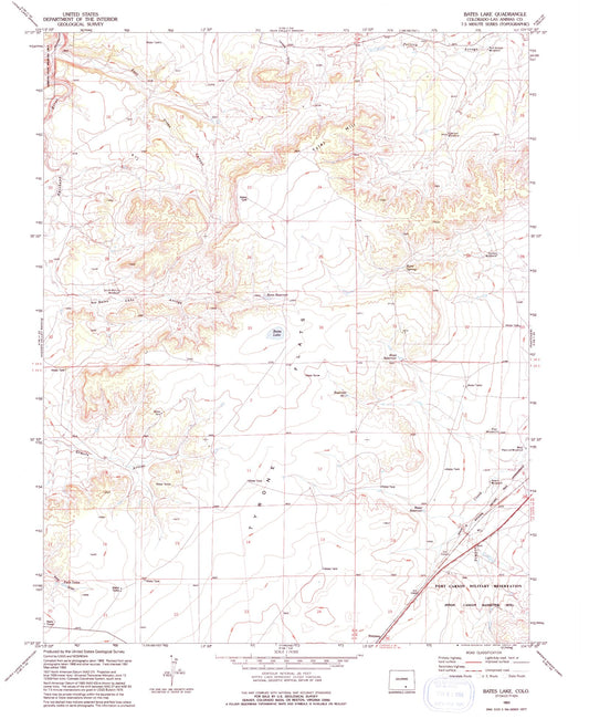 Classic USGS Bates Lake Colorado 7.5'x7.5' Topo Map Image