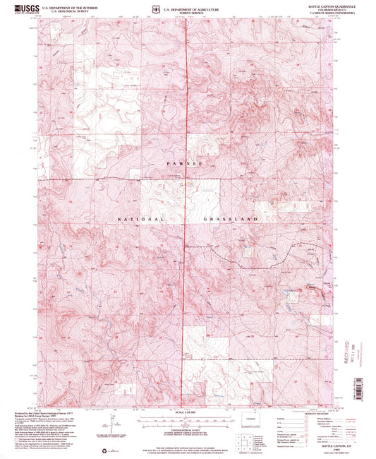 Classic USGS Battle Canyon Colorado 7.5'x7.5' Topo Map Image