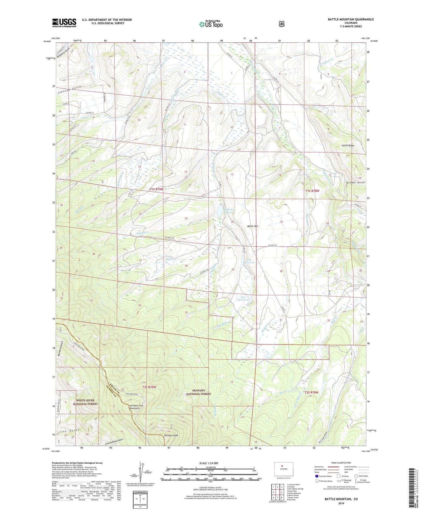 Battle Mountain Colorado US Topo Map Image