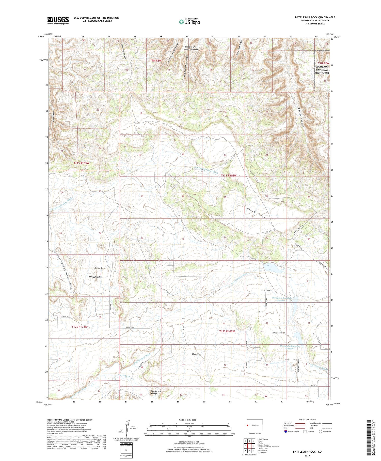 Battleship Rock Colorado US Topo Map Image