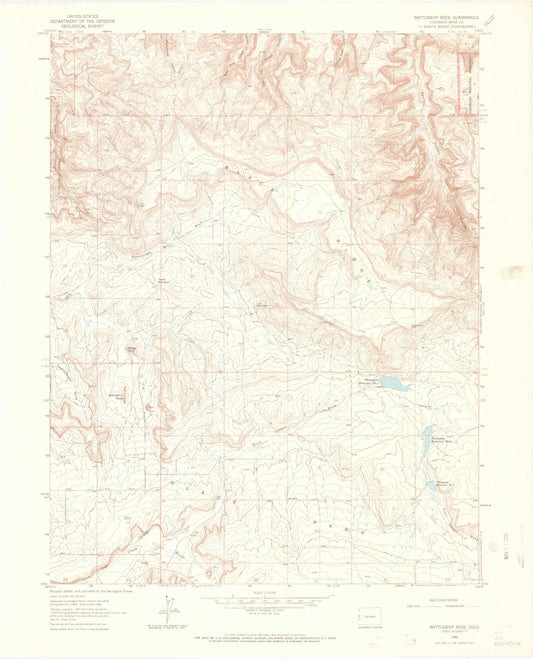 Classic USGS Battleship Rock Colorado 7.5'x7.5' Topo Map Image
