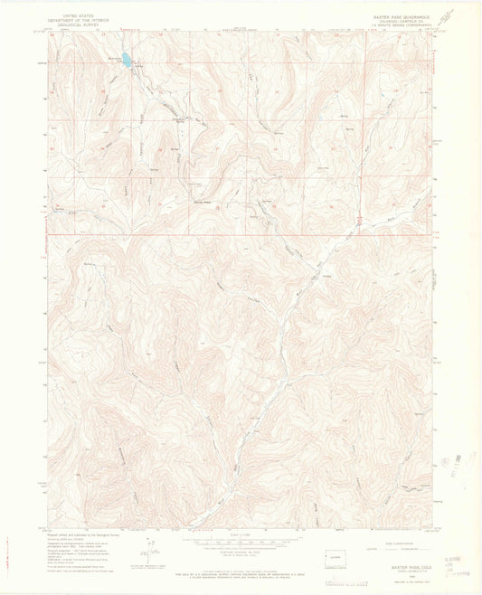 Classic USGS Baxter Pass Colorado 7.5'x7.5' Topo Map Image