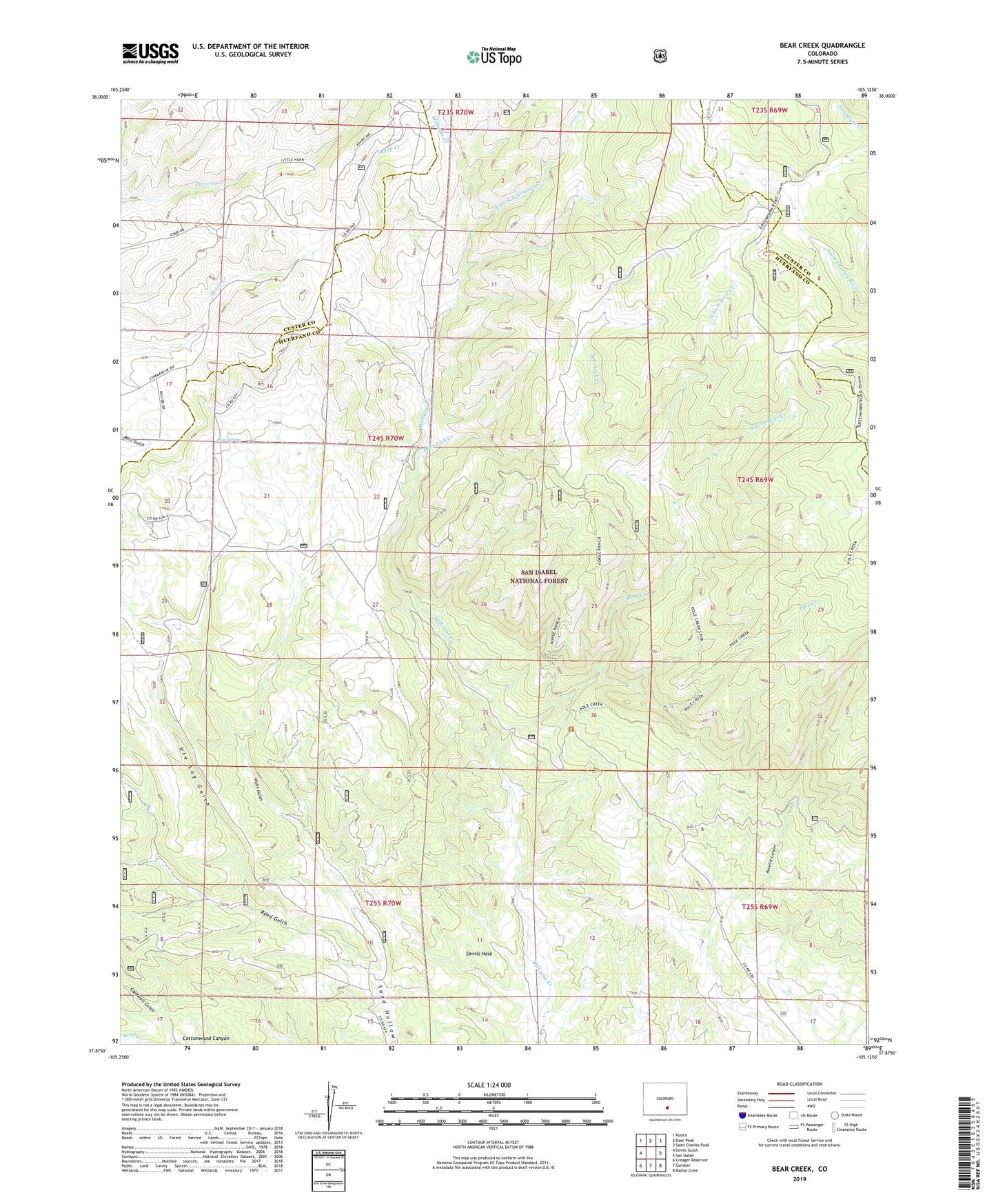 Bear Creek Colorado US Topo Map Image
