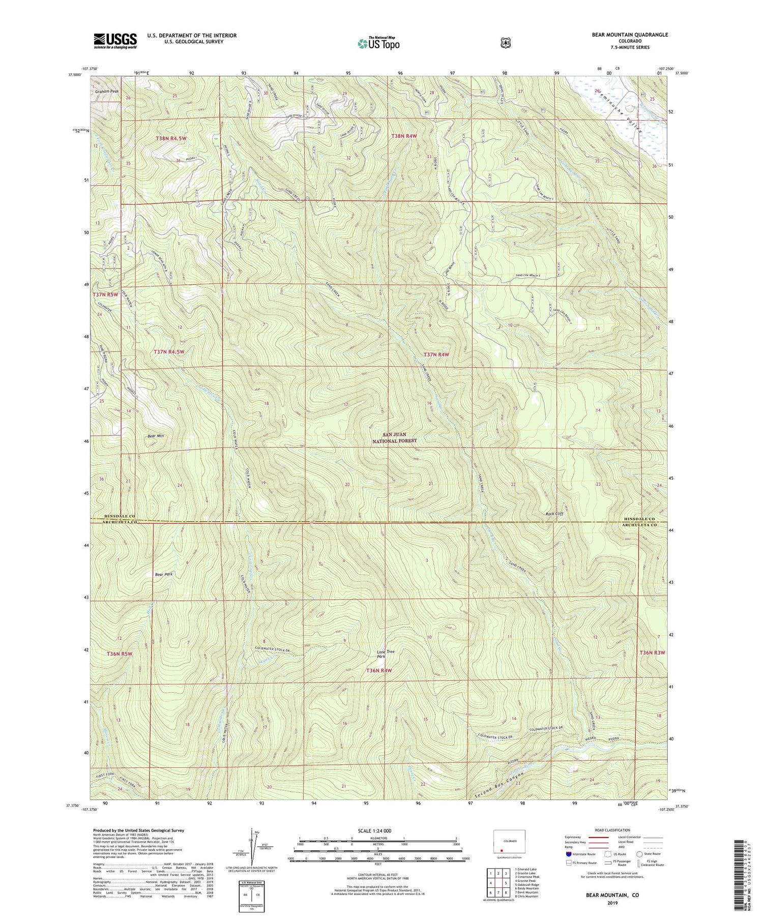 Bear Mountain Colorado US Topo Map Image