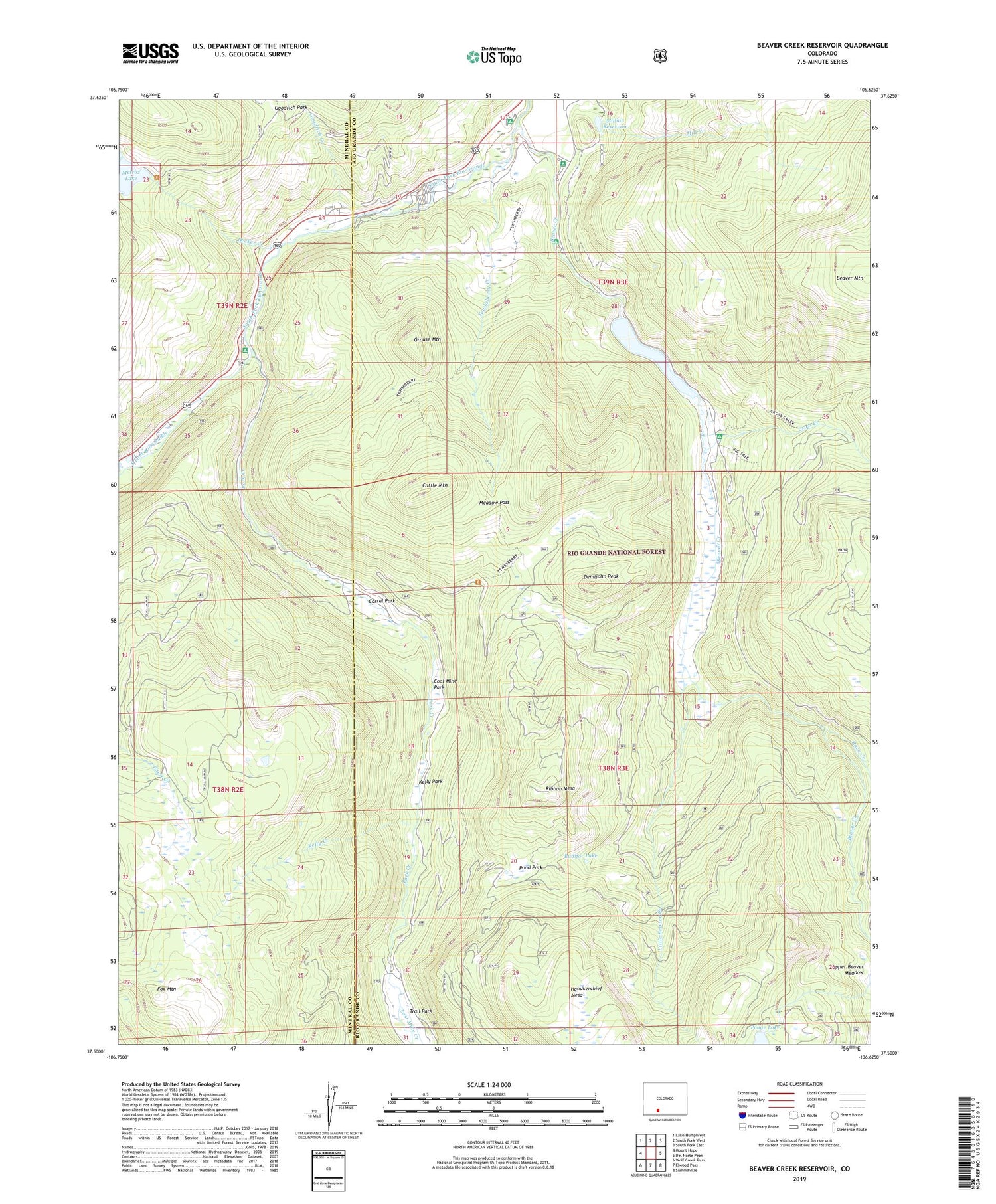 Beaver Creek Reservoir Colorado US Topo Map Image