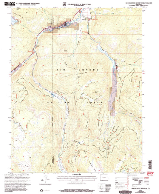Classic USGS Beaver Creek Reservoir Colorado 7.5'x7.5' Topo Map Image