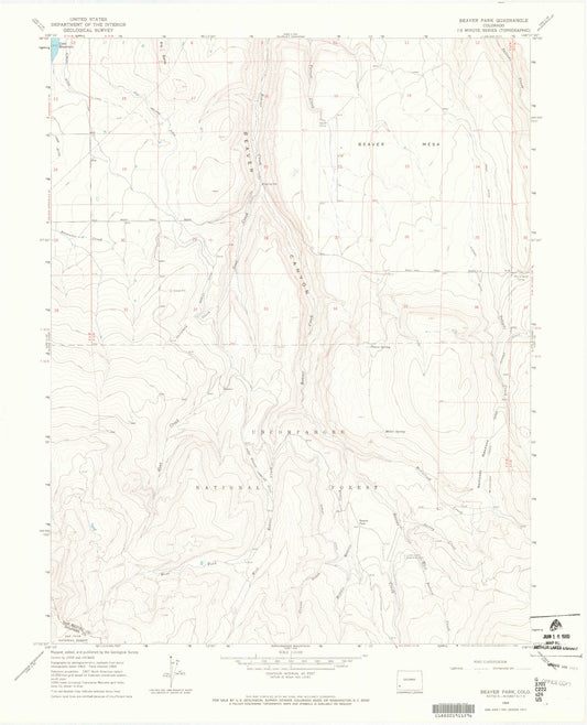 Classic USGS Beaver Park Colorado 7.5'x7.5' Topo Map Image