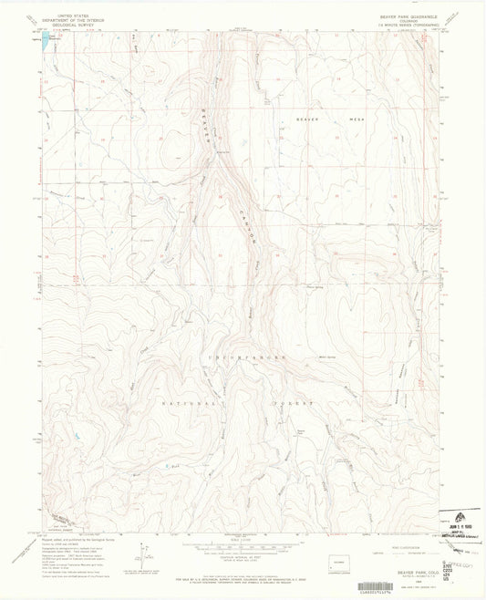 Classic USGS Beaver Park Colorado 7.5'x7.5' Topo Map Image