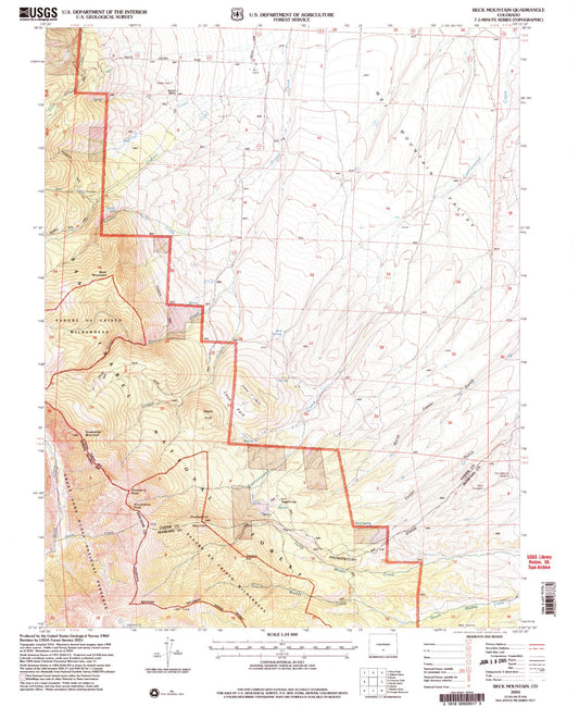 Classic USGS Beck Mountain Colorado 7.5'x7.5' Topo Map Image