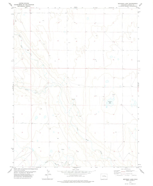 Classic USGS Beckman Lake Colorado 7.5'x7.5' Topo Map Image