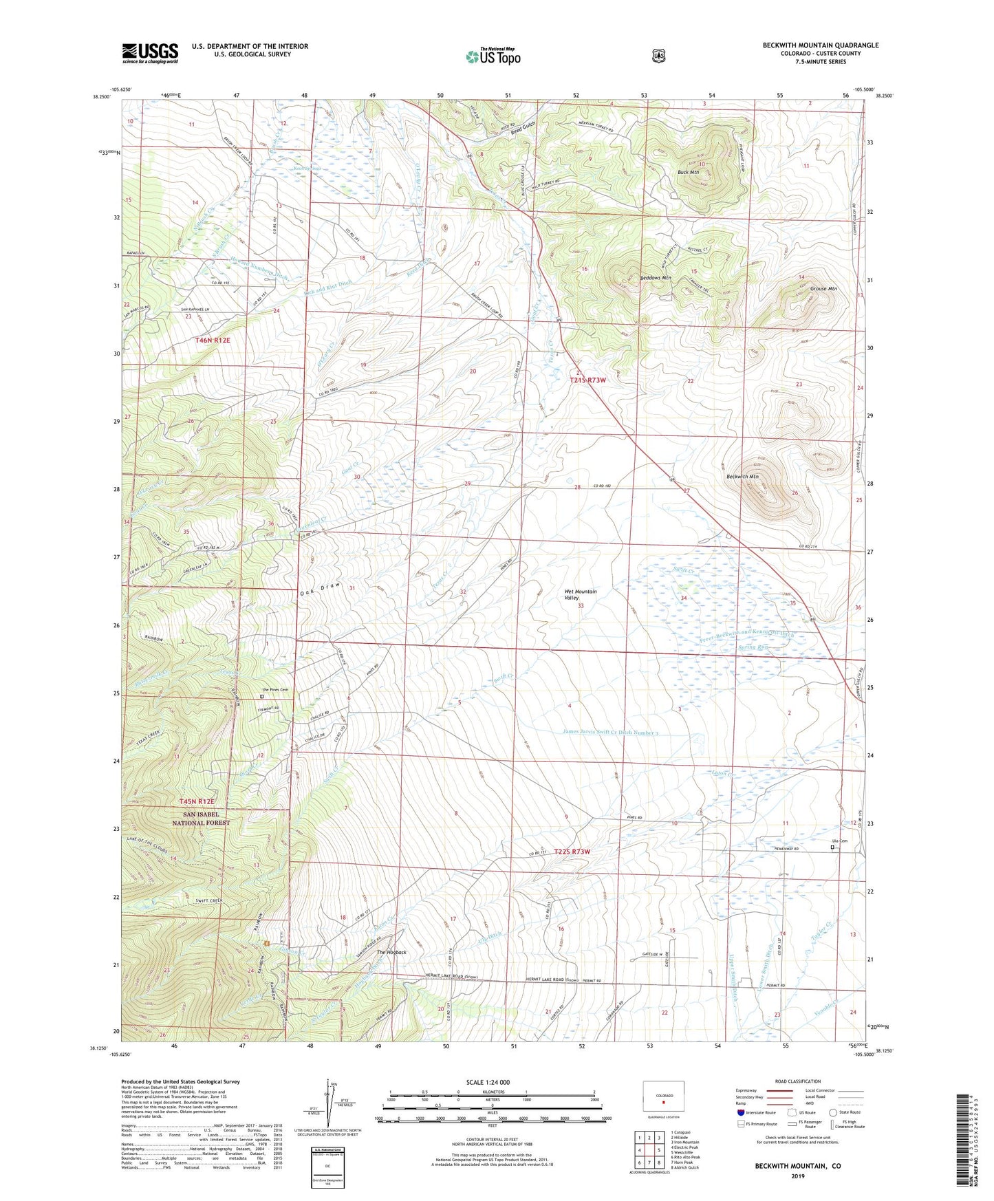 Beckwith Mountain Colorado US Topo Map Image