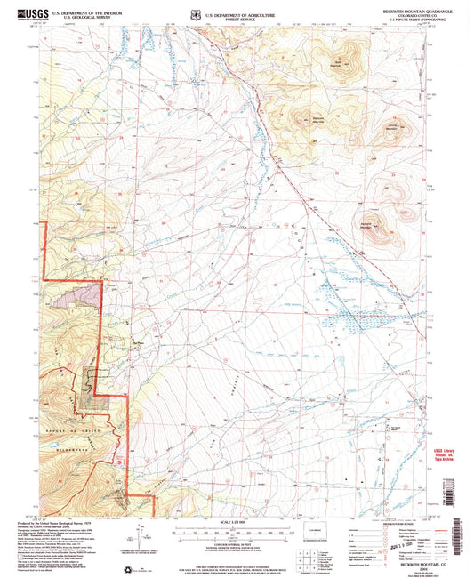 Classic USGS Beckwith Mountain Colorado 7.5'x7.5' Topo Map Image