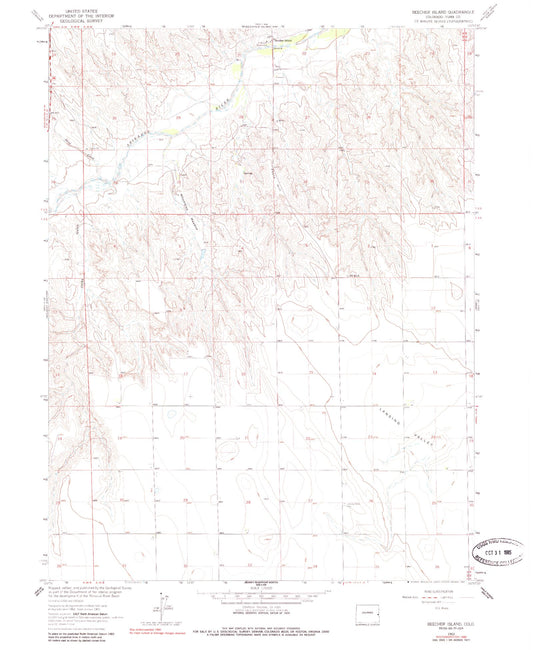 Classic USGS Beecher Island Colorado 7.5'x7.5' Topo Map Image