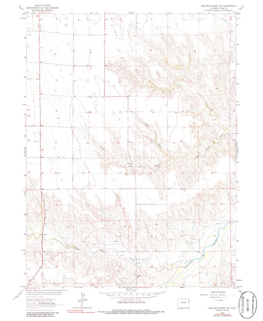 Classic USGS Beecher Island NW Colorado 7.5'x7.5' Topo Map Image