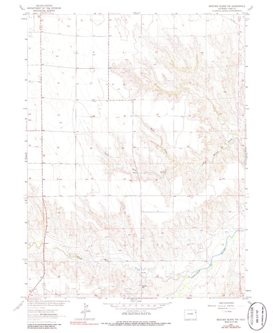 Classic USGS Beecher Island NW Colorado 7.5'x7.5' Topo Map Image