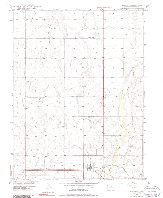 Classic USGS Bennett Colorado 7.5'x7.5' Topo Map Image