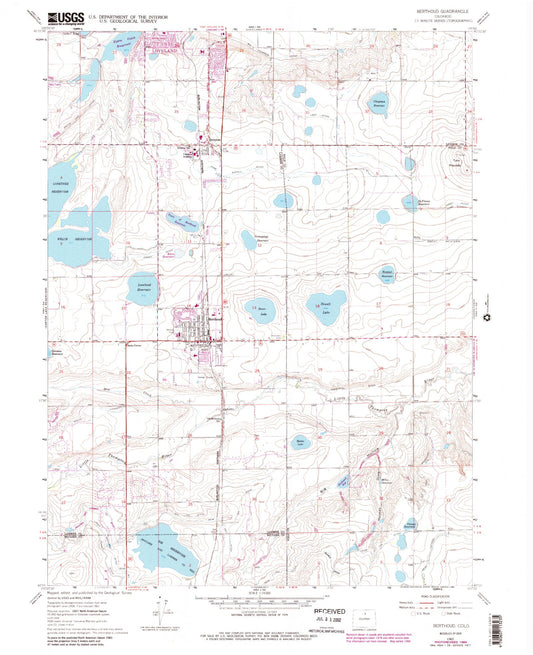 Classic USGS Berthoud Colorado 7.5'x7.5' Topo Map Image