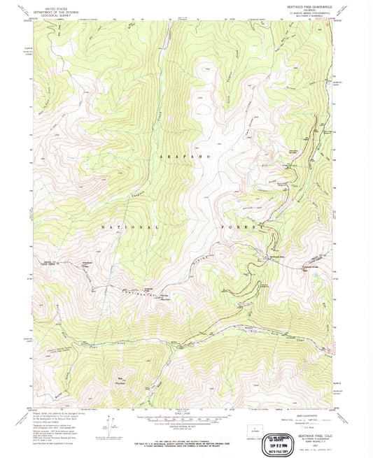Classic USGS Berthoud Pass Colorado 7.5'x7.5' Topo Map Image
