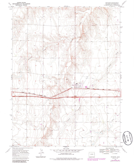 Classic USGS Bethune Colorado 7.5'x7.5' Topo Map Image