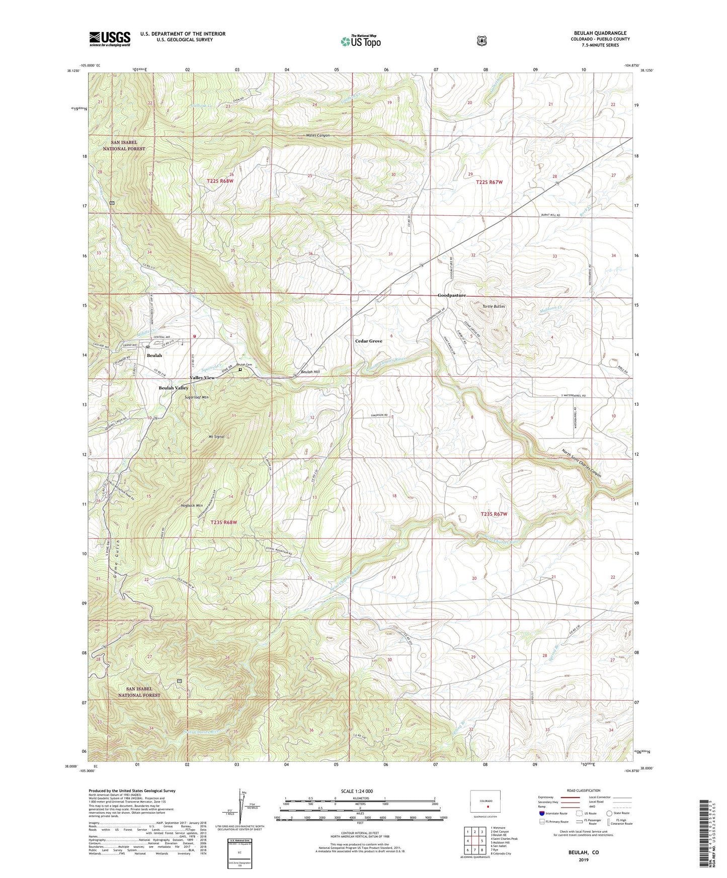 Beulah Colorado US Topo Map Image