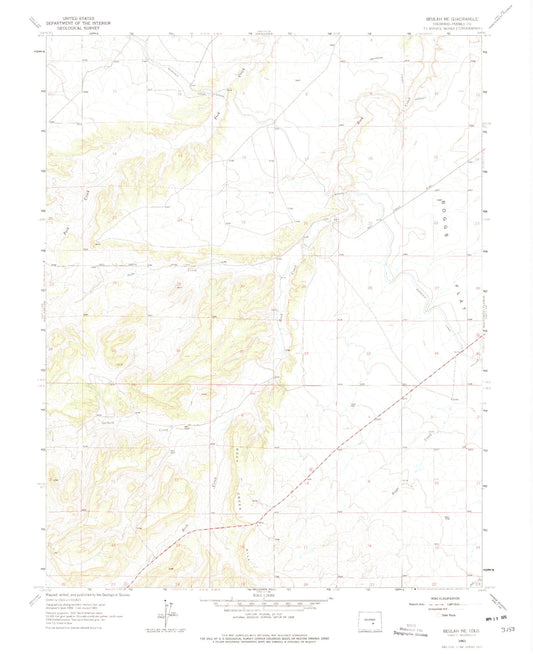 Classic USGS Beulah NE Colorado 7.5'x7.5' Topo Map Image