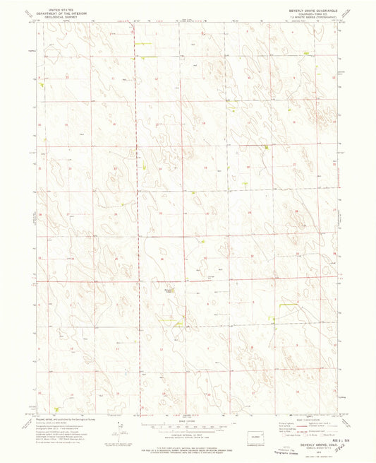 Classic USGS Beverly Grove Colorado 7.5'x7.5' Topo Map Image