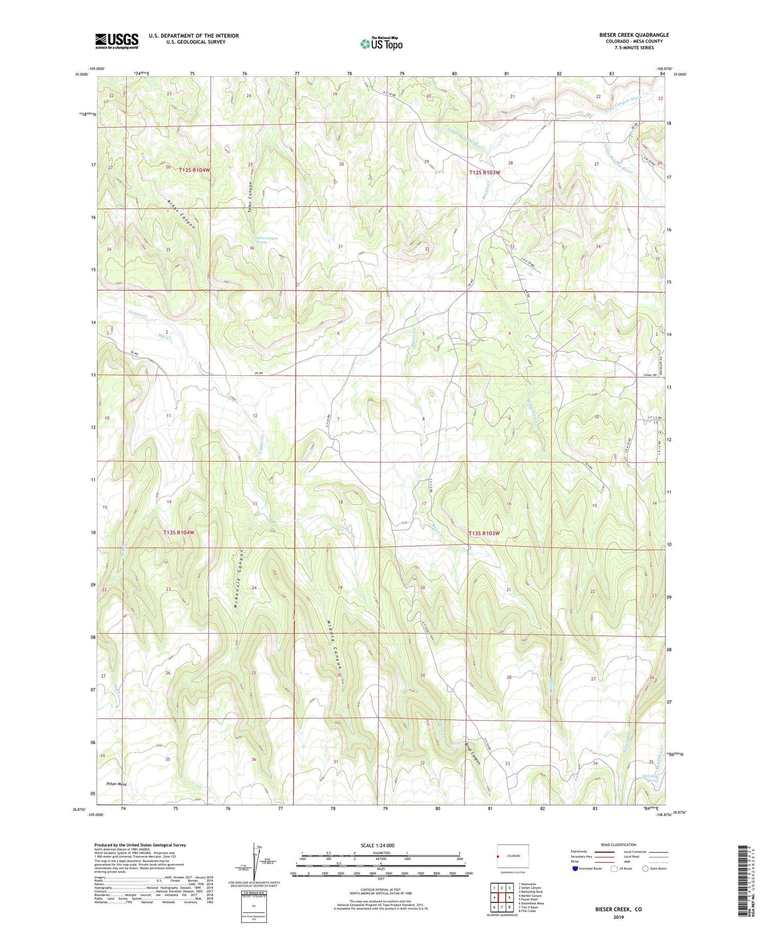 Bieser Creek Colorado US Topo Map Image