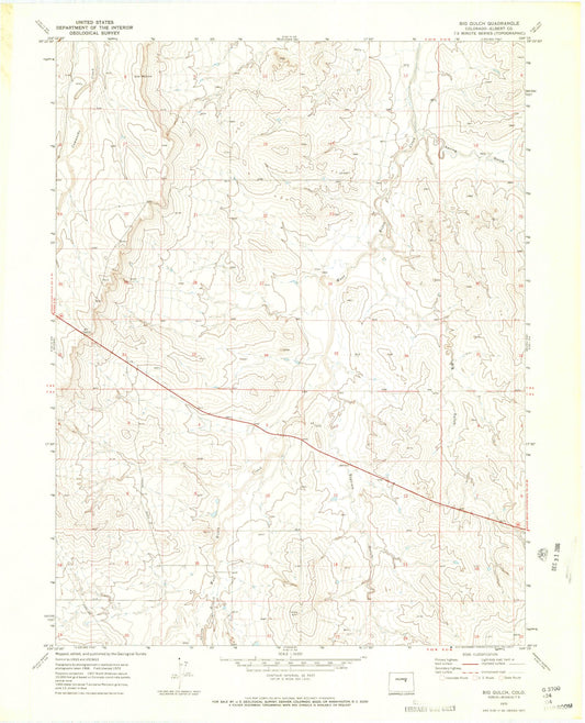 Classic USGS Big Gulch Colorado 7.5'x7.5' Topo Map Image