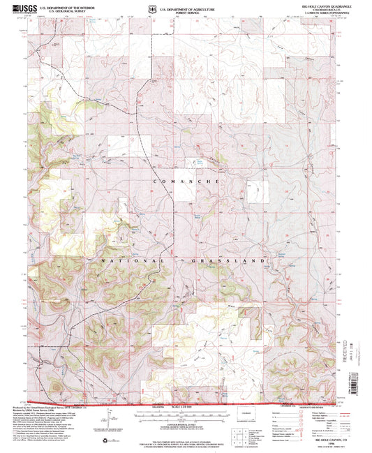 Classic USGS Big Hole Canyon Colorado 7.5'x7.5' Topo Map Image