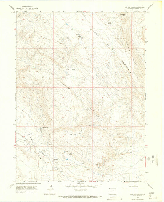 Classic USGS Big Joe Basin Colorado 7.5'x7.5' Topo Map Image