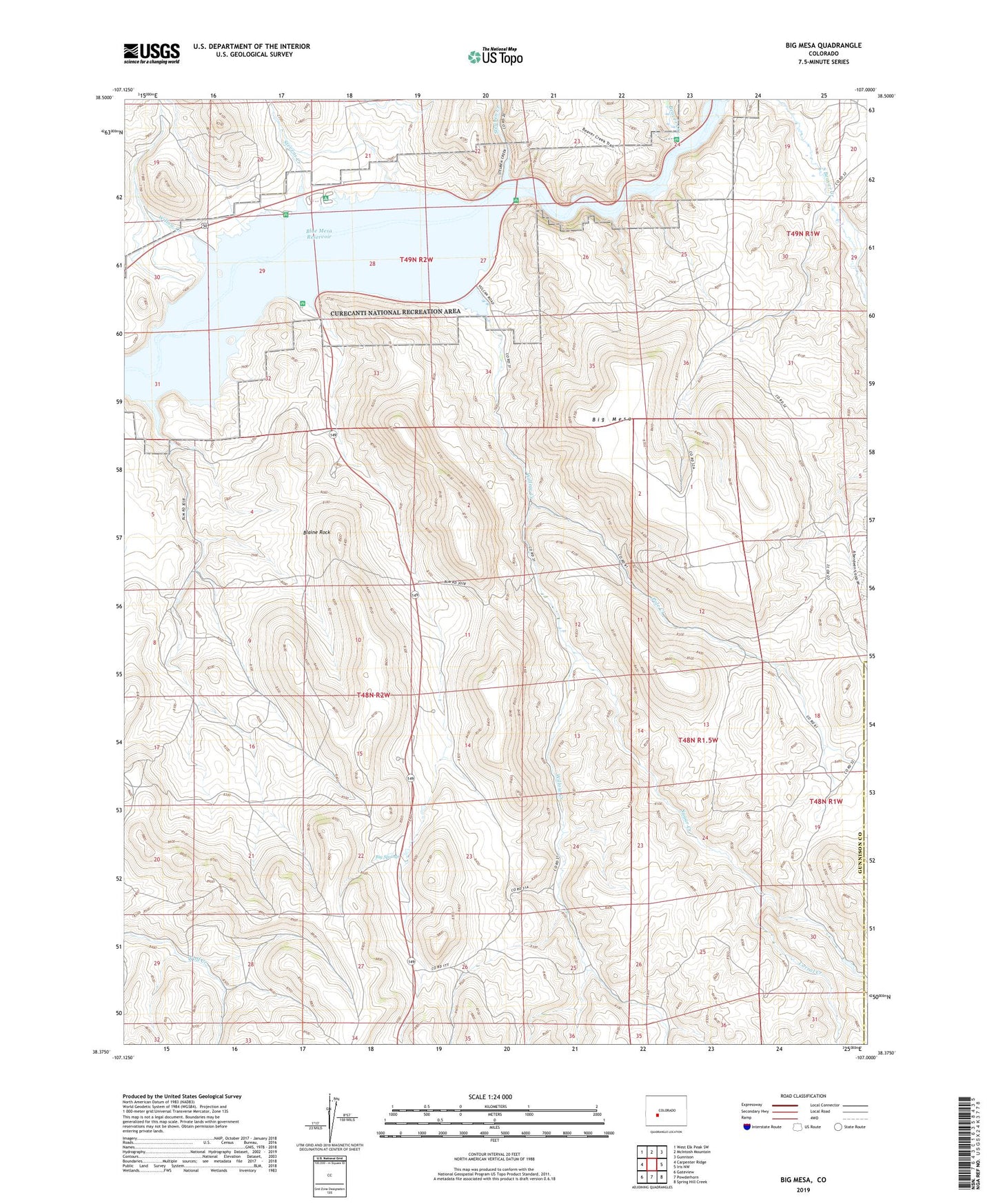 Big Mesa Colorado US Topo Map Image
