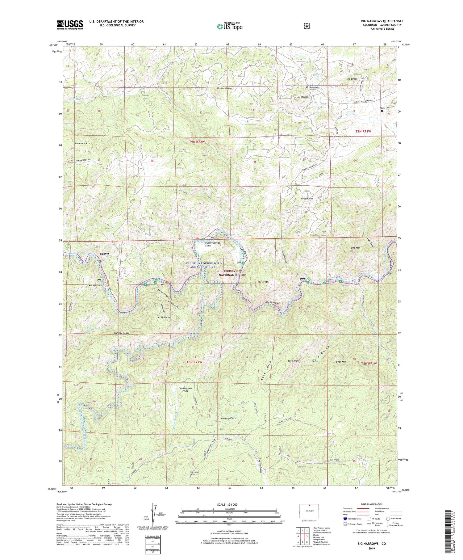 Big Narrows Colorado US Topo Map Image