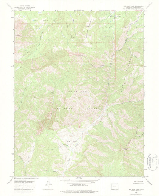 USGS Classic Big Soap Park Colorado 7.5'x7.5' Topo Map Image