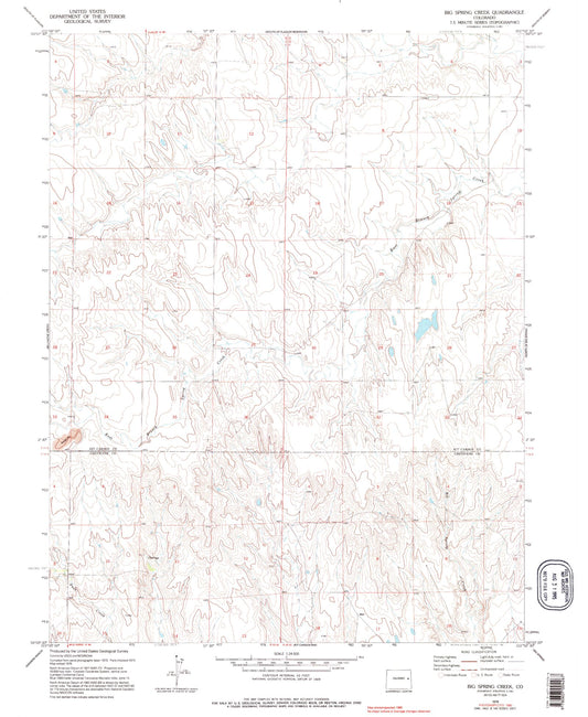 Classic USGS Big Spring Creek Colorado 7.5'x7.5' Topo Map Image