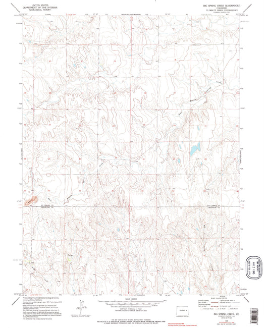 Classic USGS Big Spring Creek Colorado 7.5'x7.5' Topo Map Image