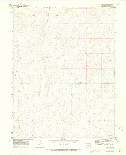 Classic USGS Bijou SW Colorado 7.5'x7.5' Topo Map Image