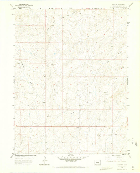 Classic USGS Bijou SW Colorado 7.5'x7.5' Topo Map Image