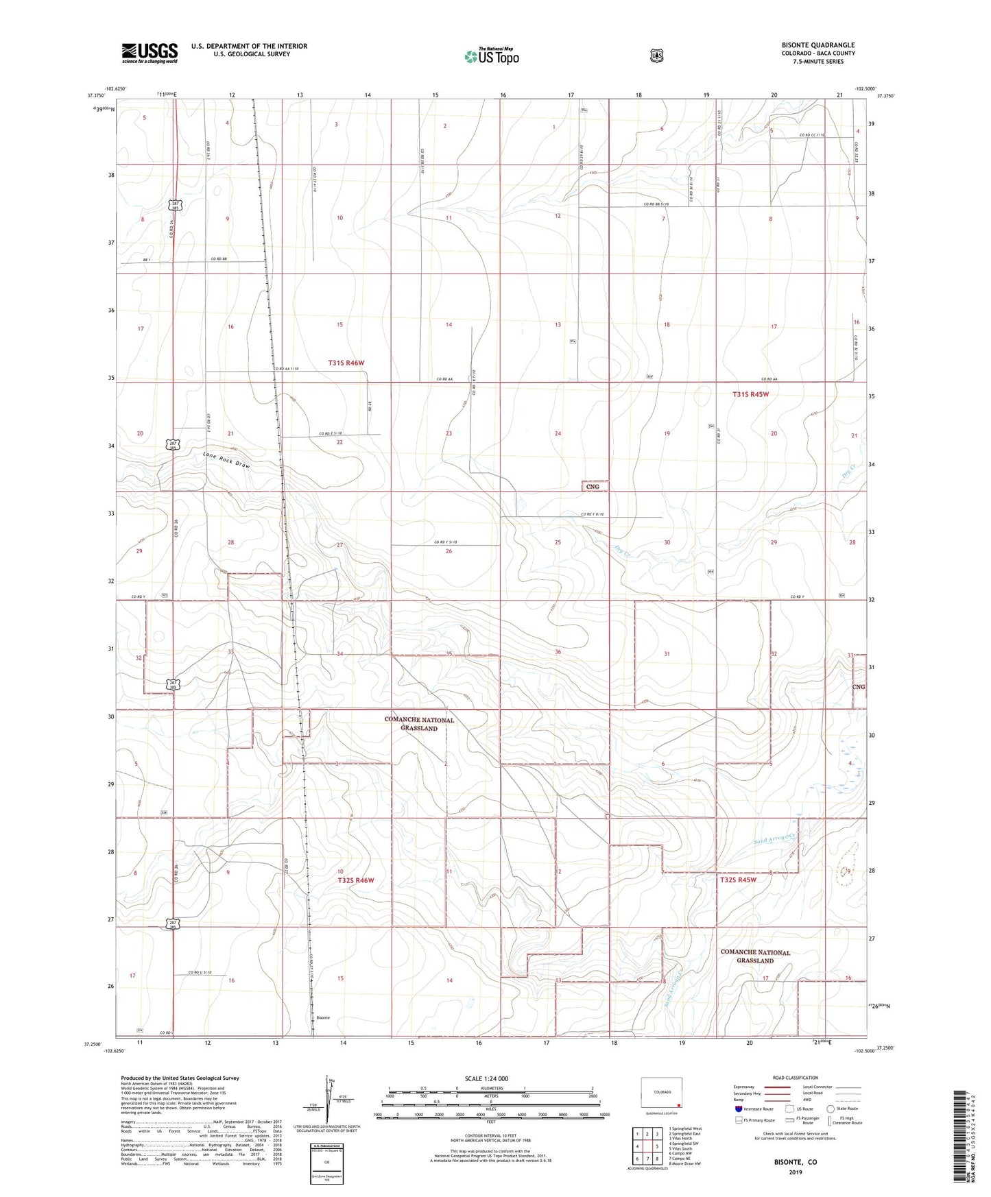 Bisonte Colorado US Topo Map Image